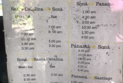 Santa Catalina, Panama, bus schedule